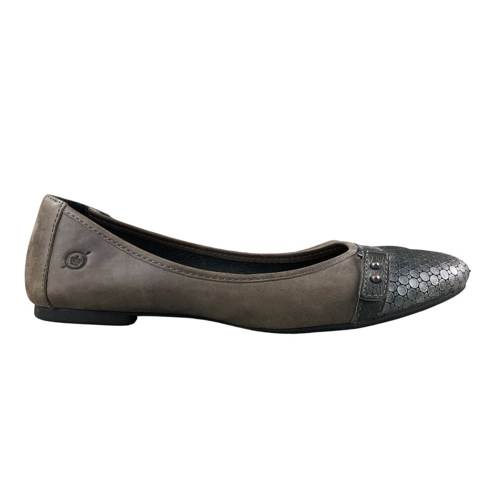 Born Women's Size 8 Masia Brown Leather Cap Toe Buckle Slip On Ballet Flats